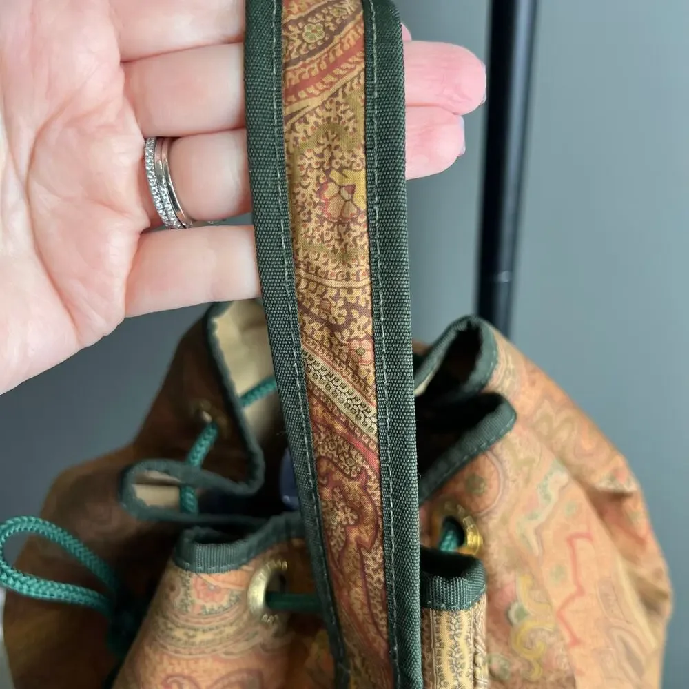 Entro Profumi Paisley Nylon Brown/Green Small Bucket Bag Tote Beauty item